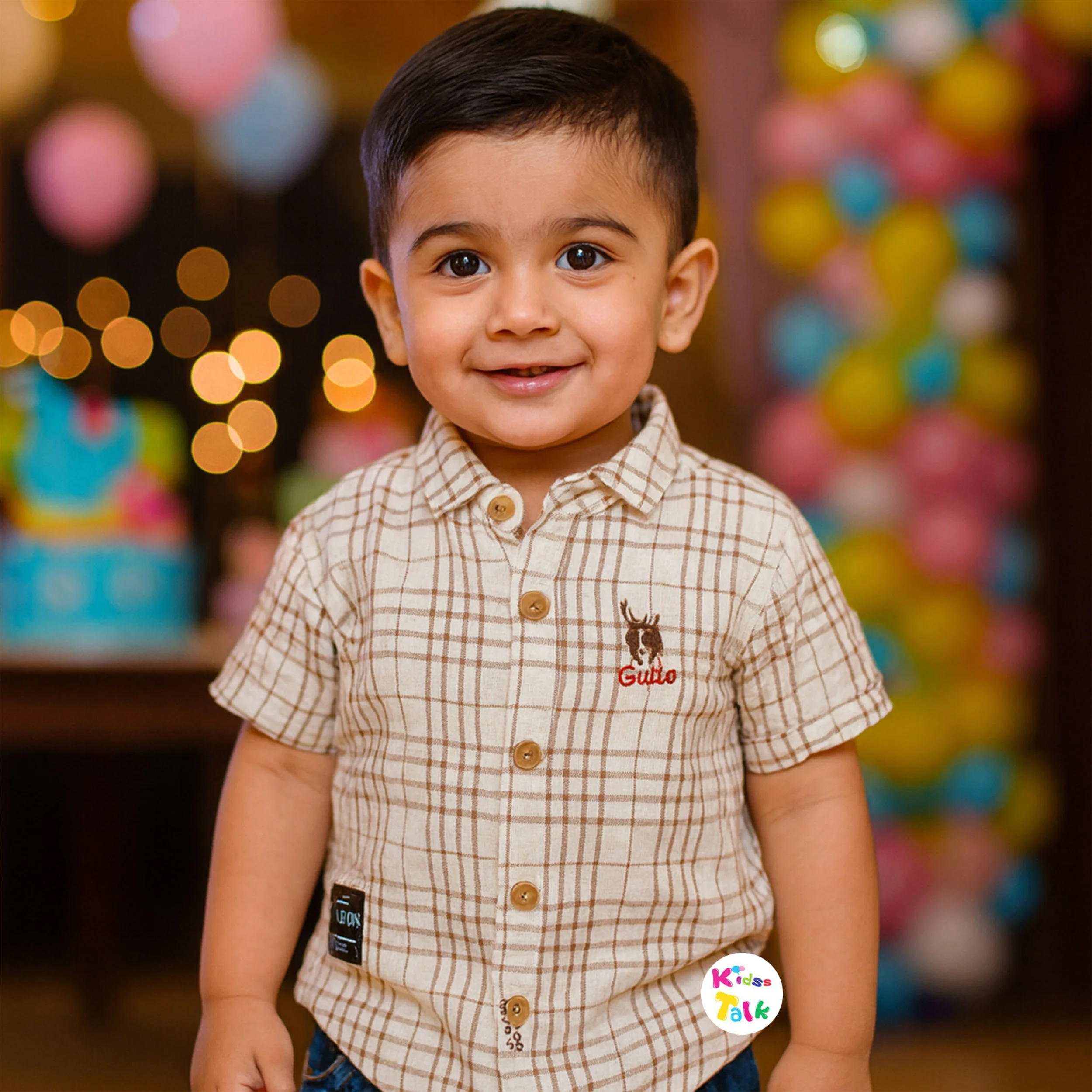 Seer Sucker Half Sleeve Checked Shirt -brown