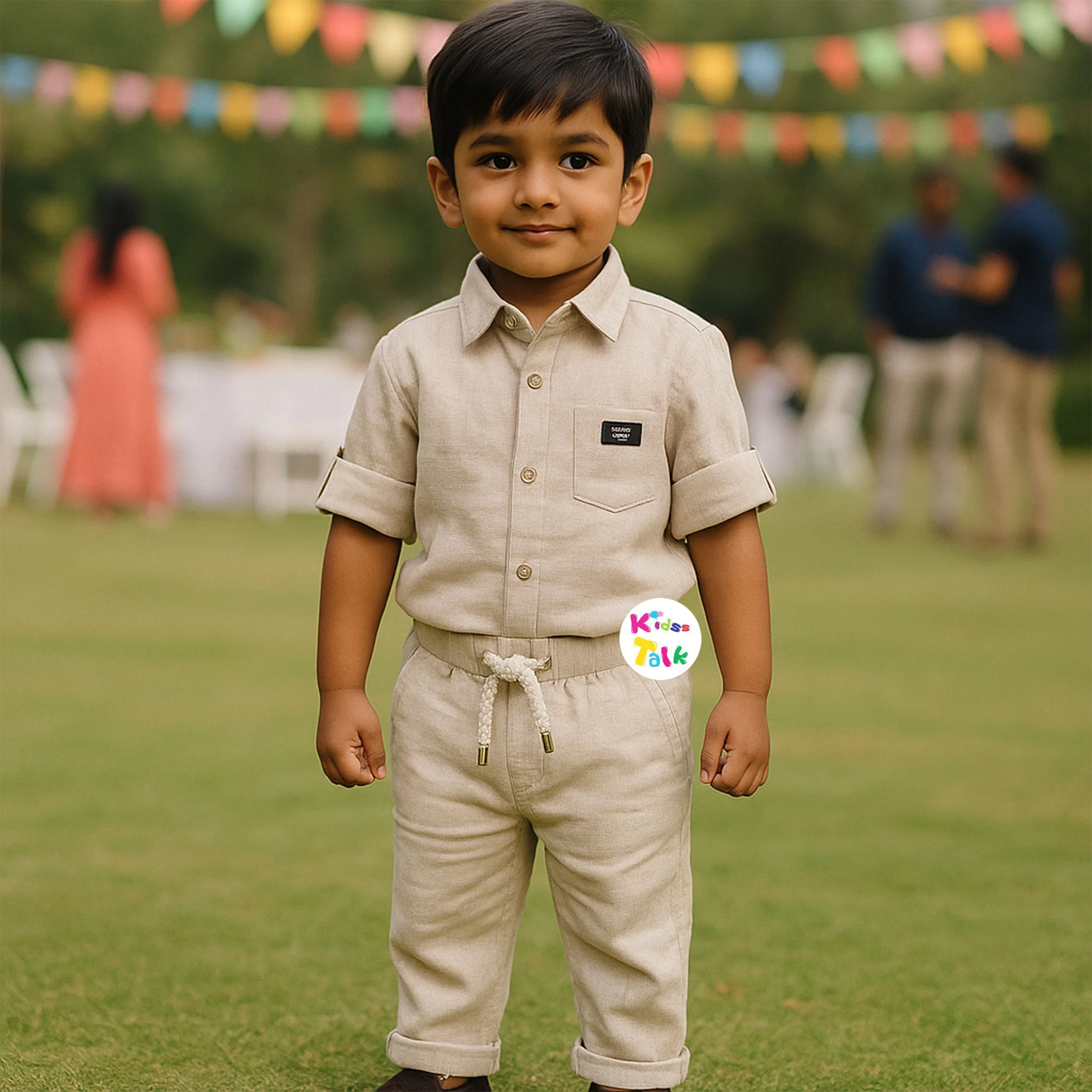 Cotton Full Sleeve Full Pant Set - Beige