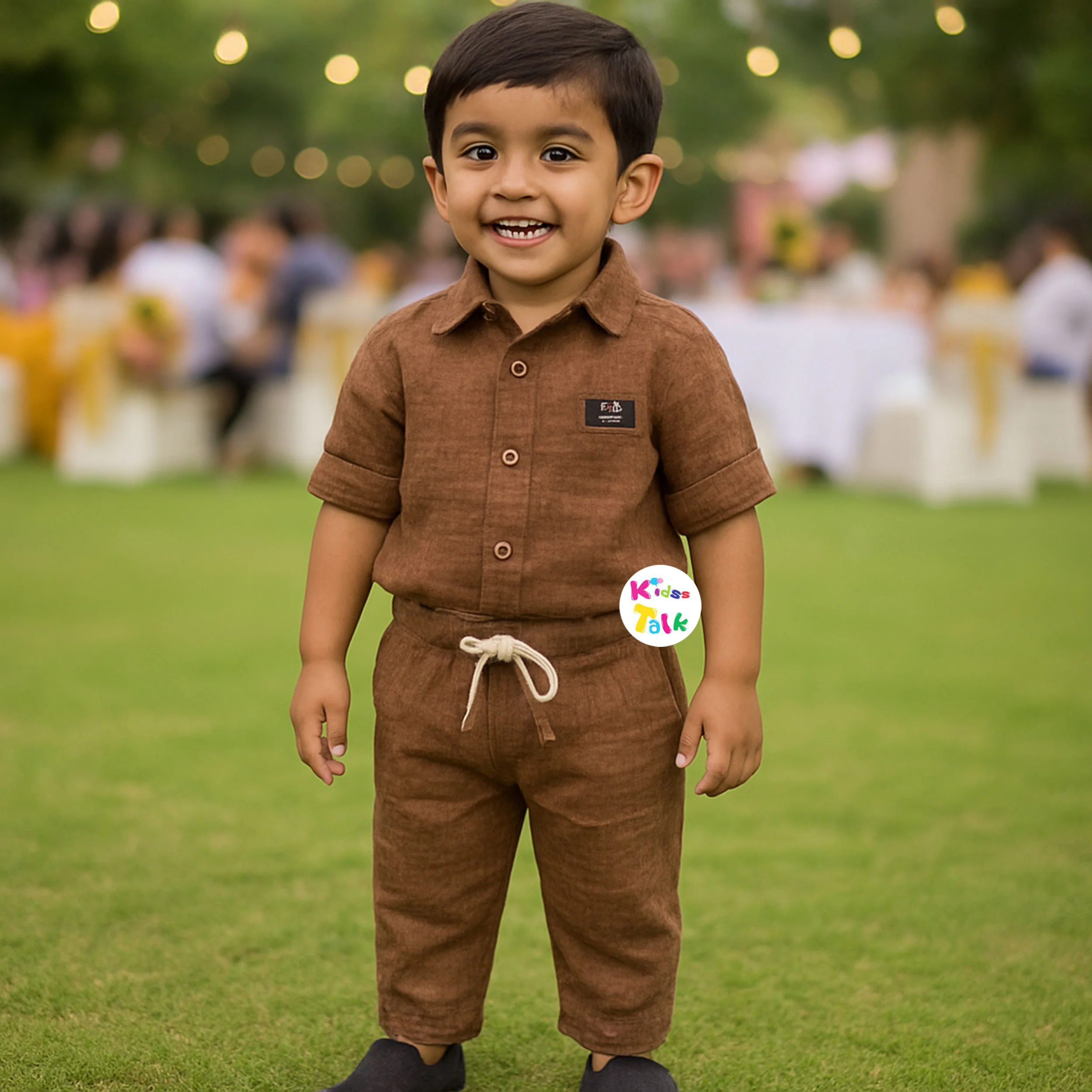 Cotton Full Sleeve Full Pant Set - Brown