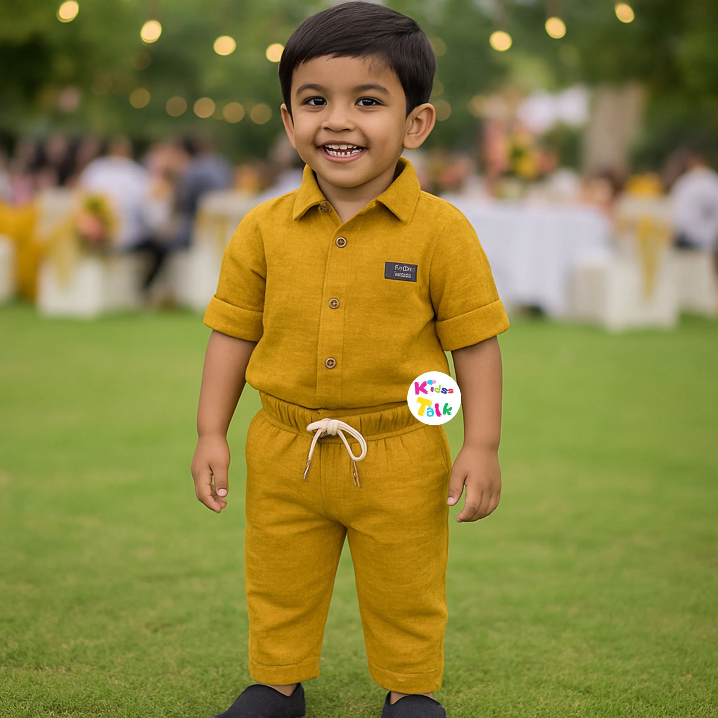 Cotton Full Sleeve Full Pant Set - Mustard