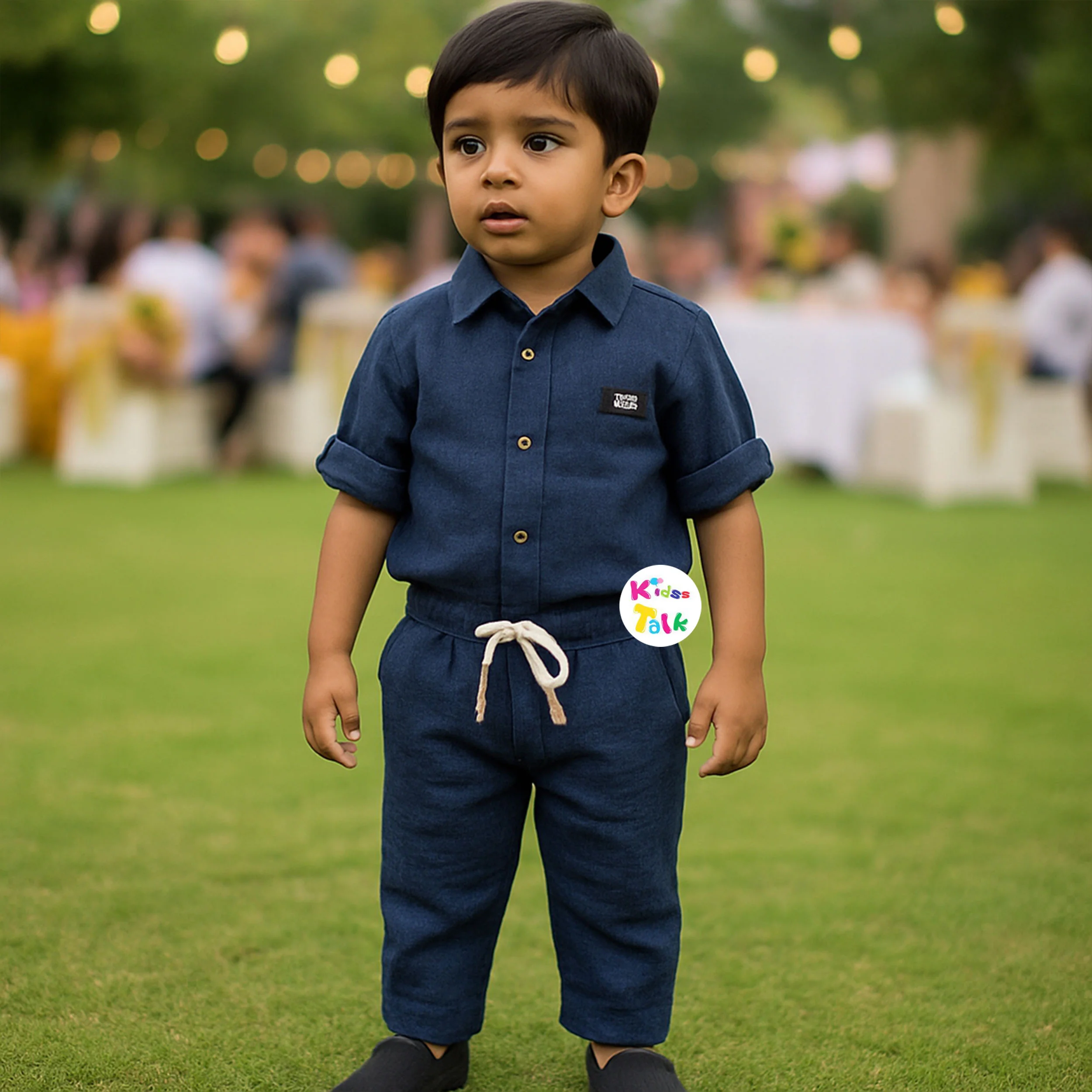 Cotton Full Sleeve Full Pant Set - Navy Blue