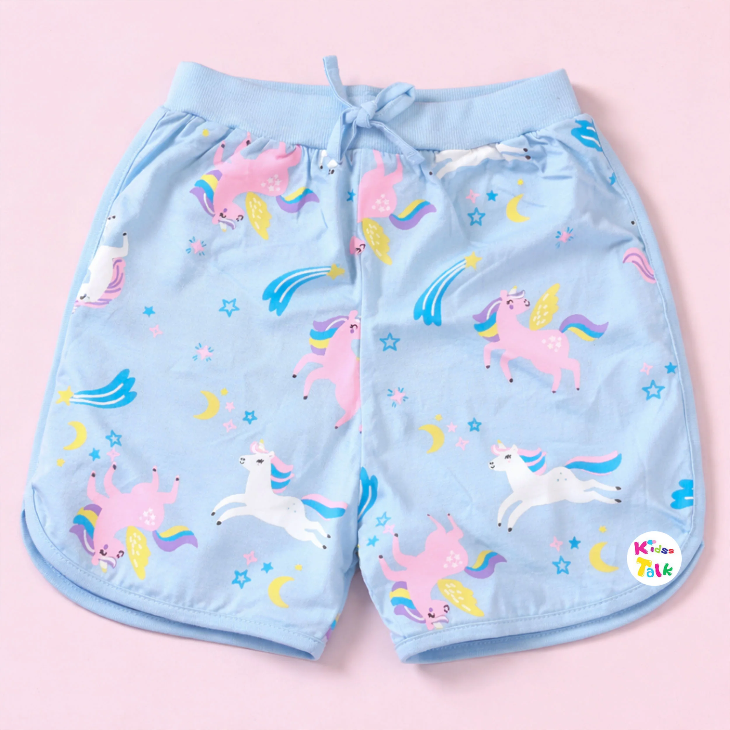 Cotton Knitted Regular Fit Shorts - Ice Blue