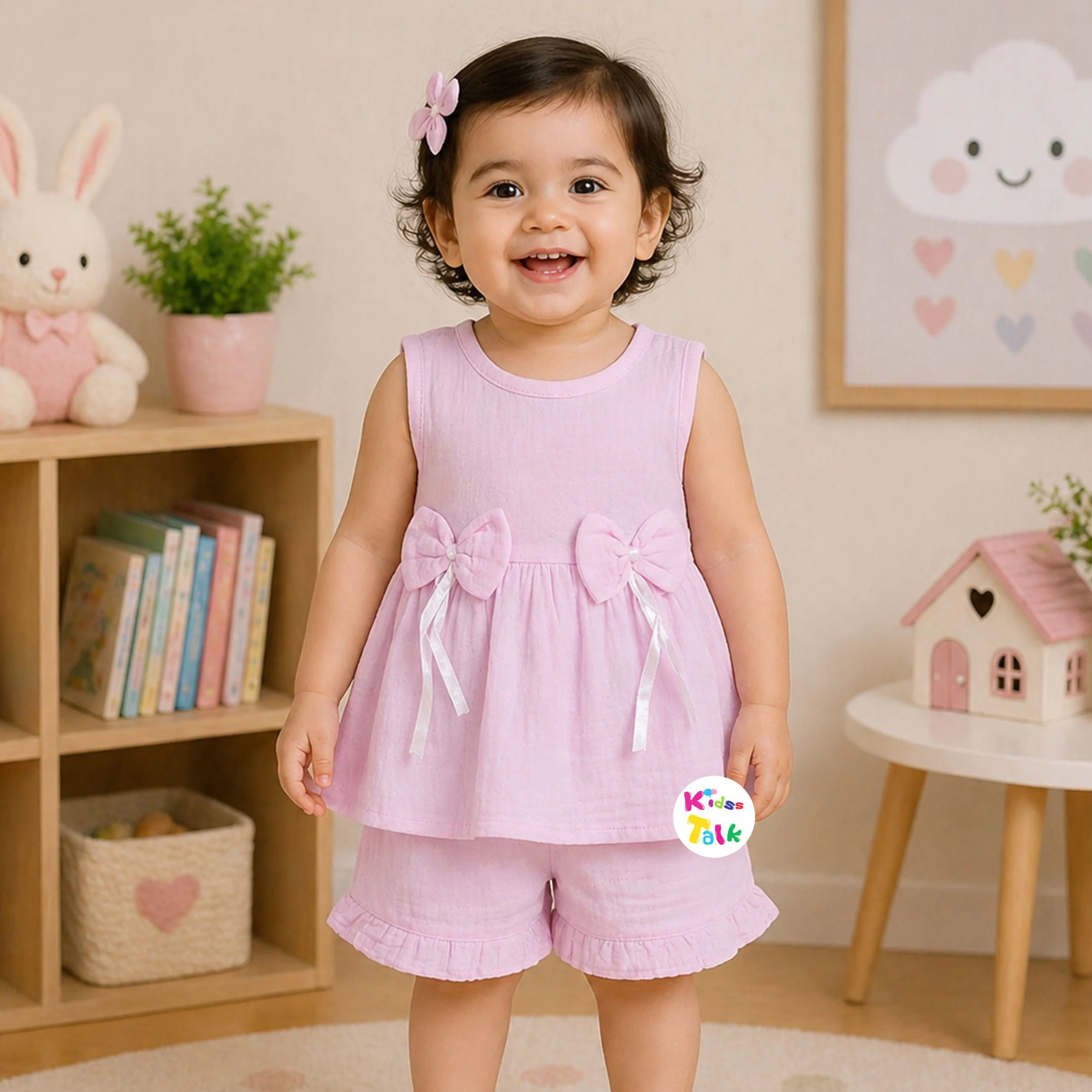 Muslin Sleeveless Top & Shorts - Baby Pink
