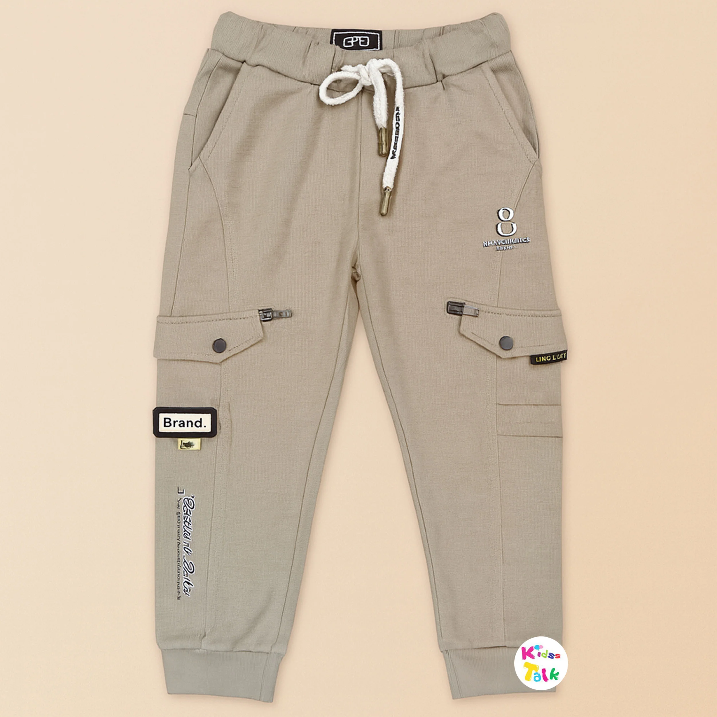 Soft Lycra Regular Fit Cargo Full Length Pant - Beige