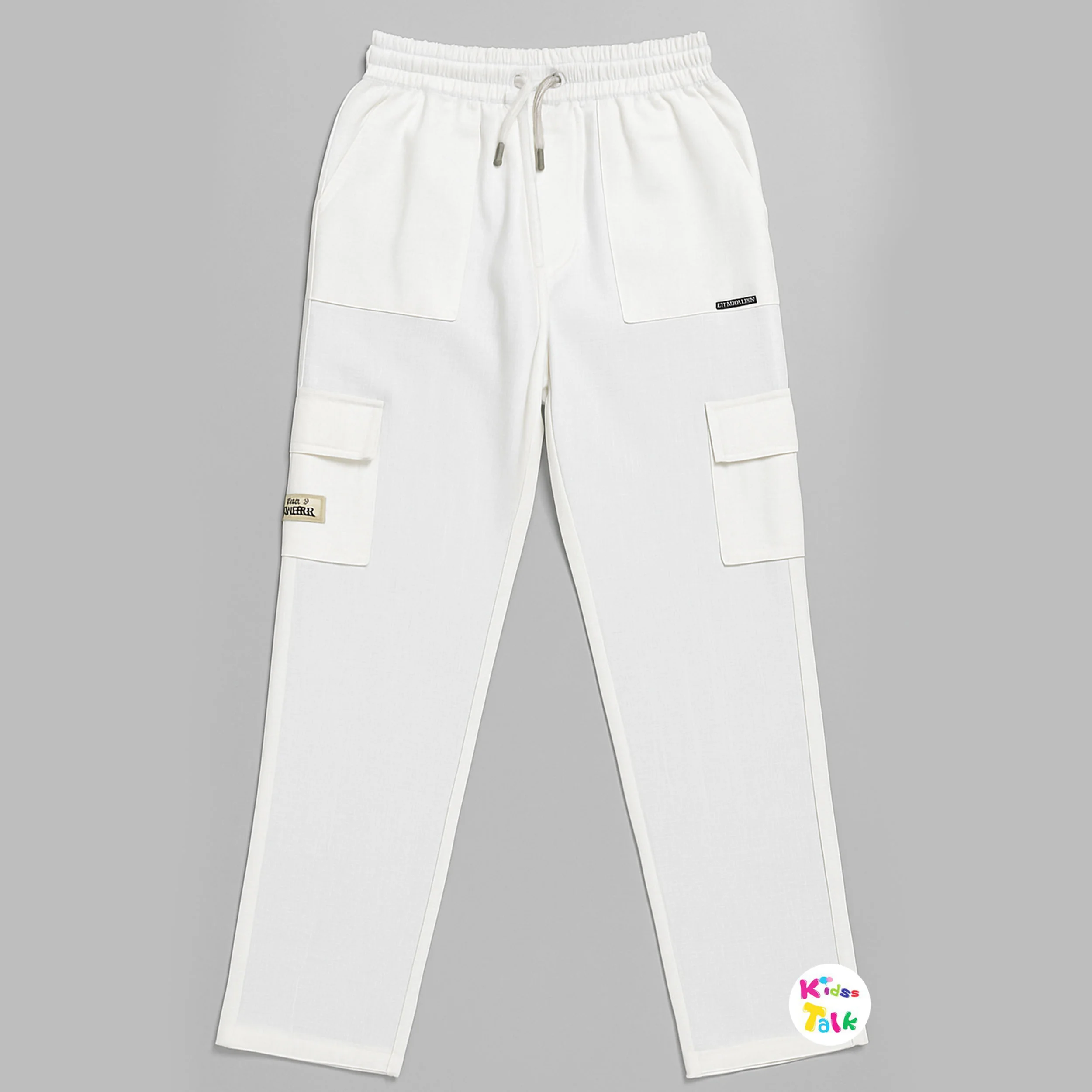 Soft Cotton Regular Fit Cargo Full Length Pant - White