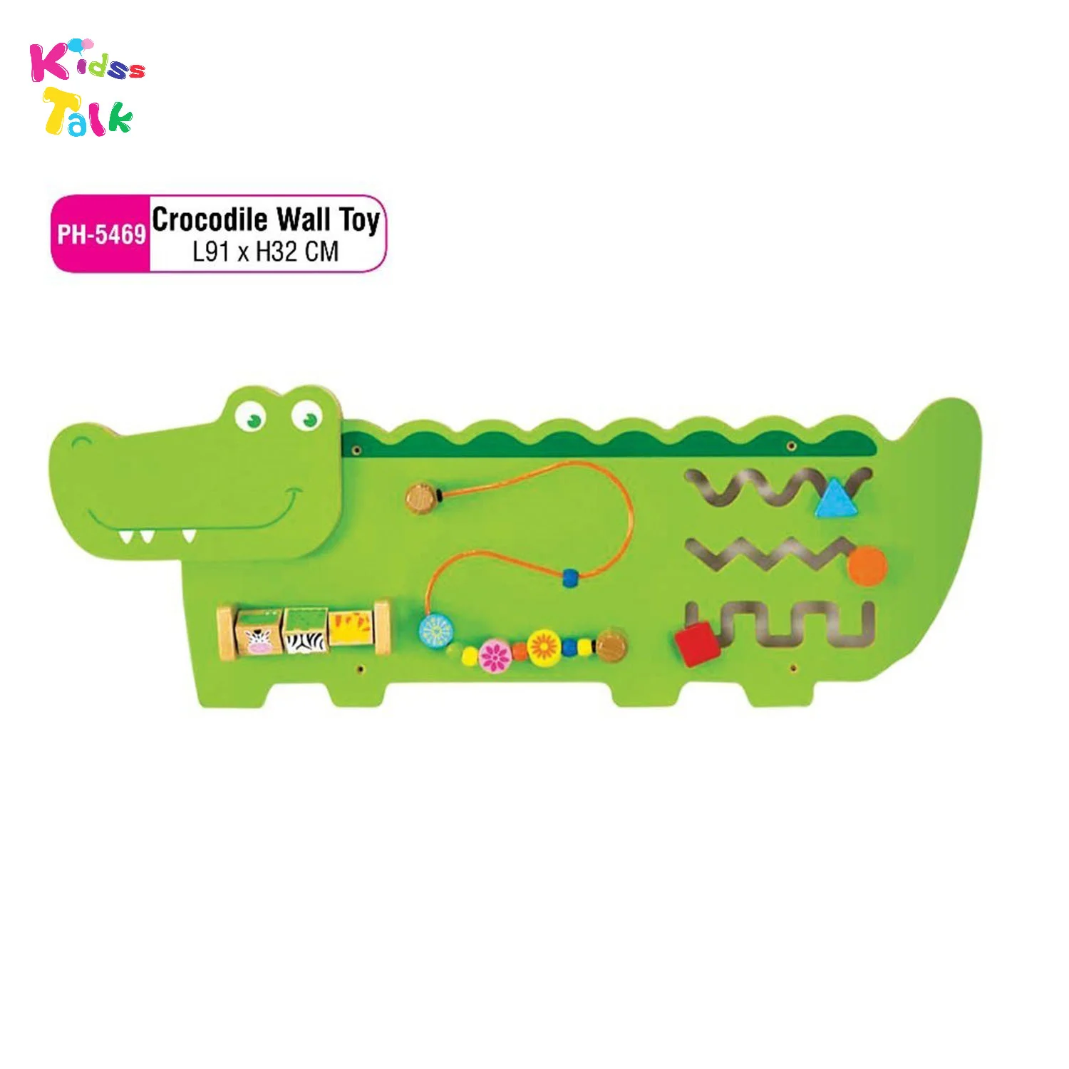Crocodile Wall Activity Toy For Kids – Multi-sensory Wooden Board