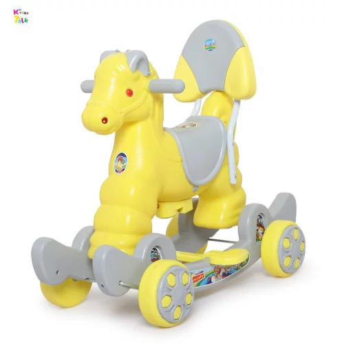 2-in-1 Ride-on & Rocker Horse For Kids – Convertible Push Toy With Backrest And Wheels