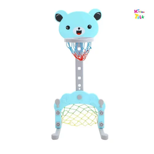 3-in-1 Adjustable Bear Face Basketball Set For Kids – Indoor Sports Toy With Ring Toss & Net Game
