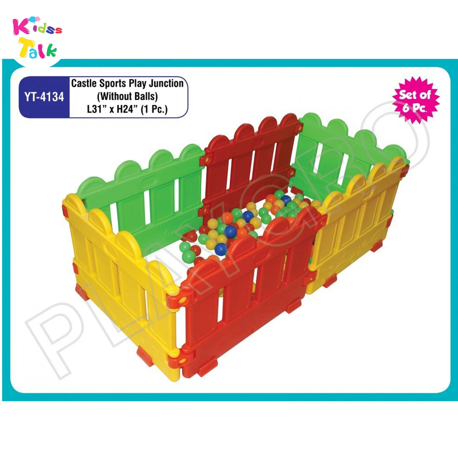 Castle Sports Play Junction For Kids – Colorful Interlocking Playpen Fence (without Balls)