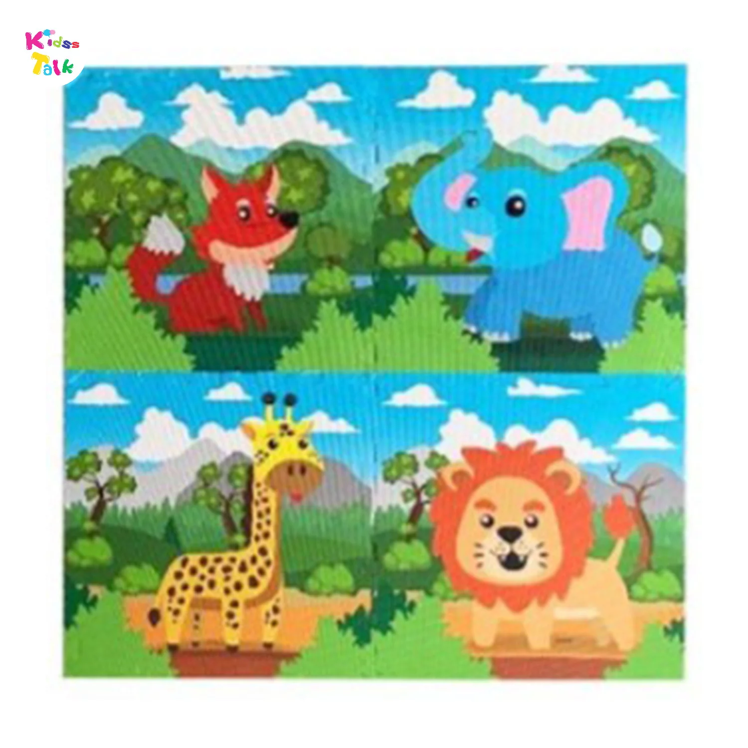 Animals Printed Puzzle Mat 4pcs Set