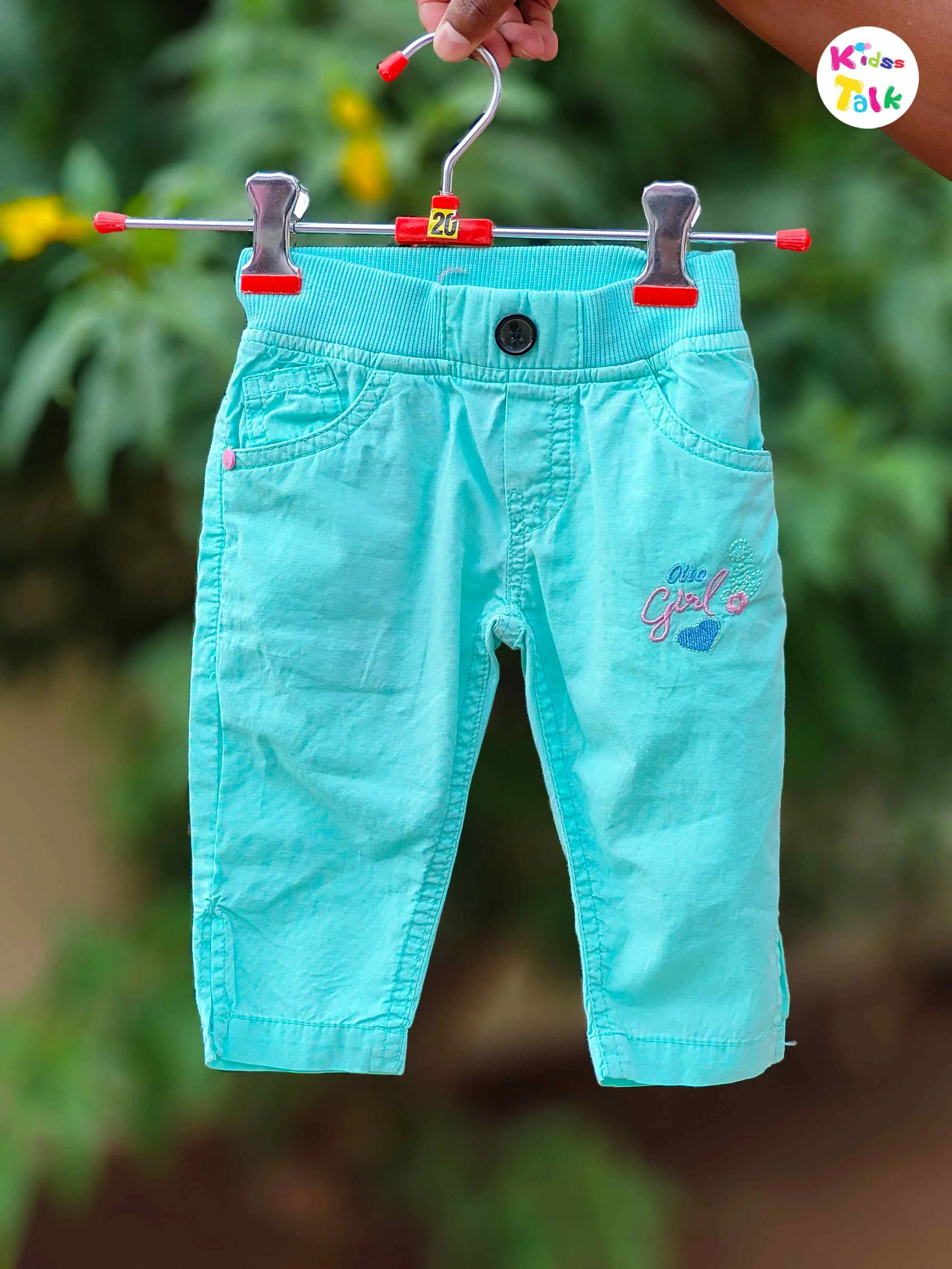 Cotton Solid Regular Fit Capri - Sea Foam Green
