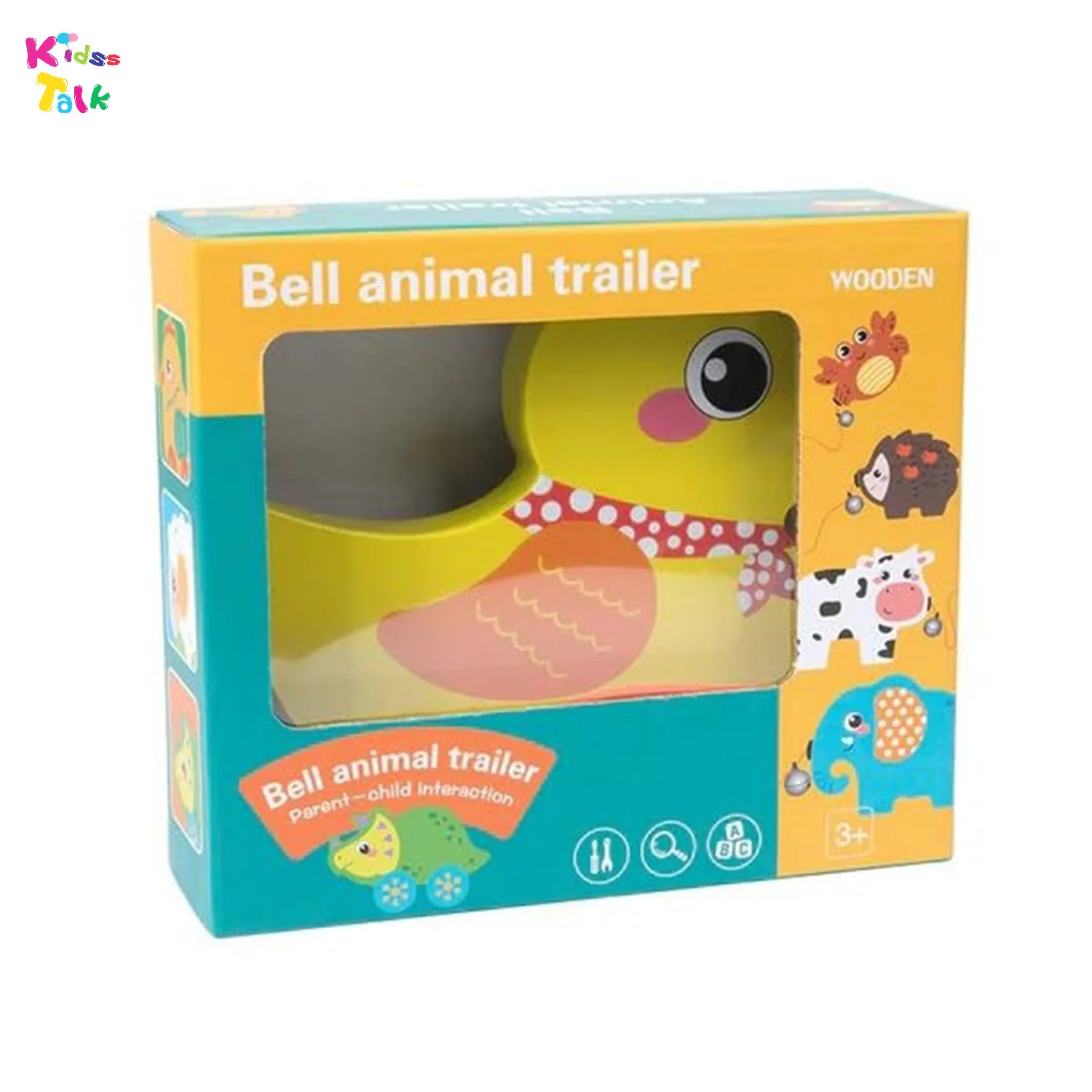 Wooden Bell Pull Along Animal Trailer Pull Animals