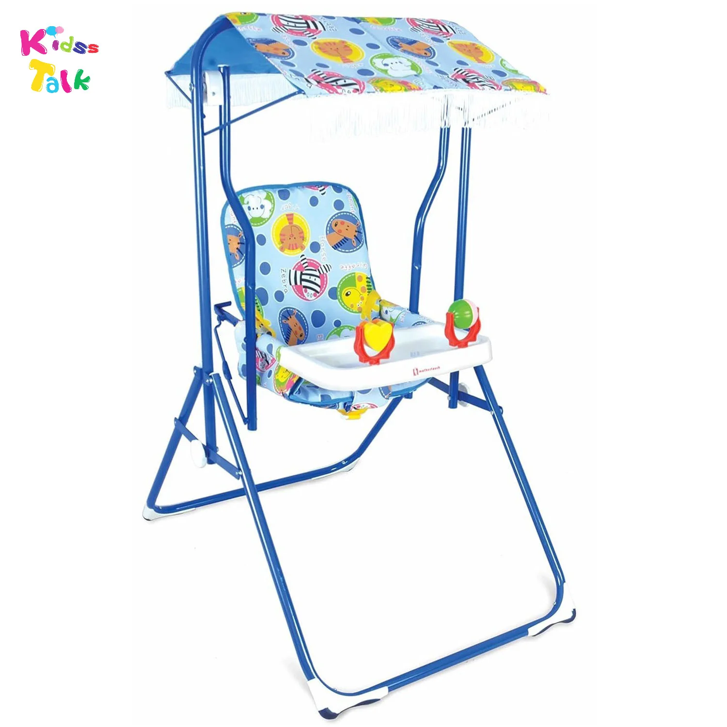 Baby Garden Swing With Canopy, Safety Belt & Musical Toy Bar – Foldable Outdoor Indoor Swing Chair