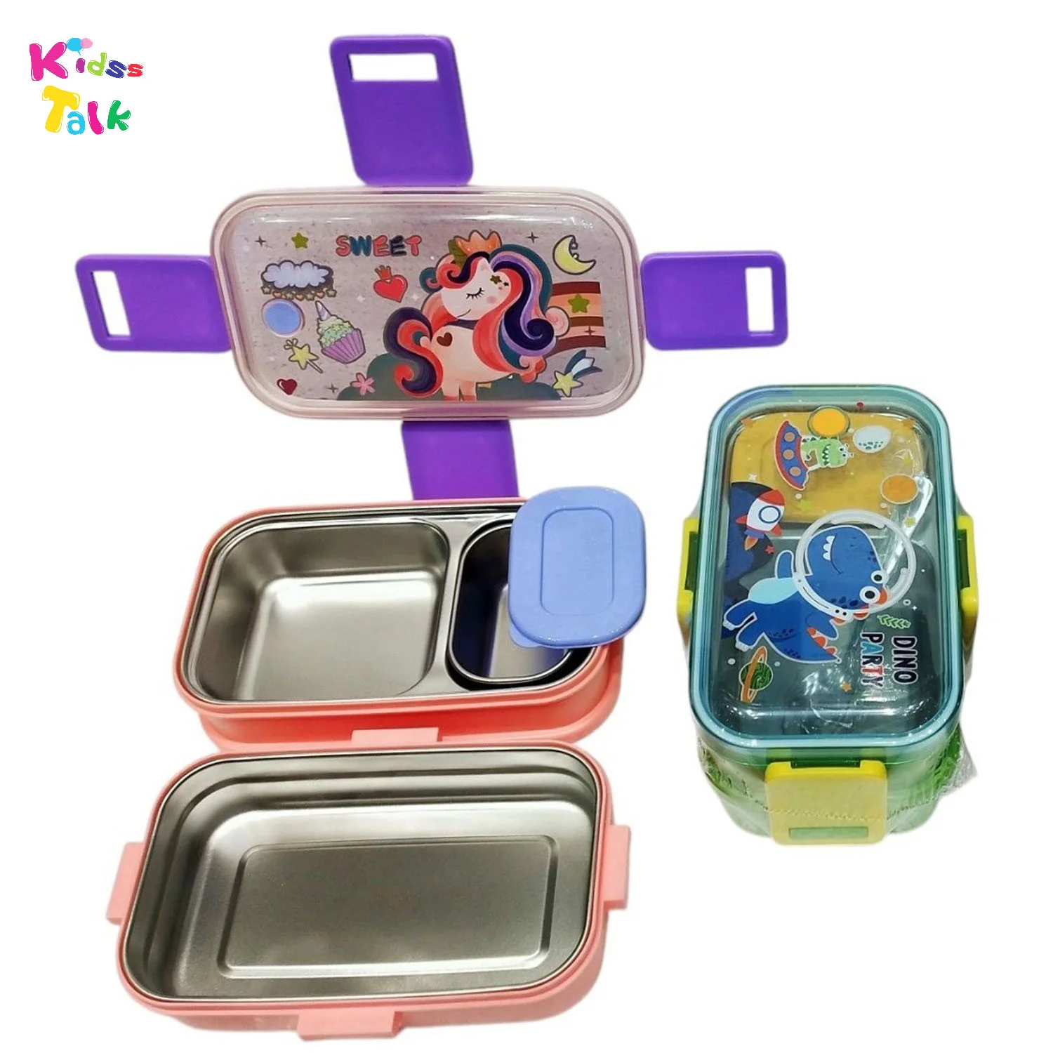 Mix Print Steel 2 Layer Grid Box With Bowl 1.5l