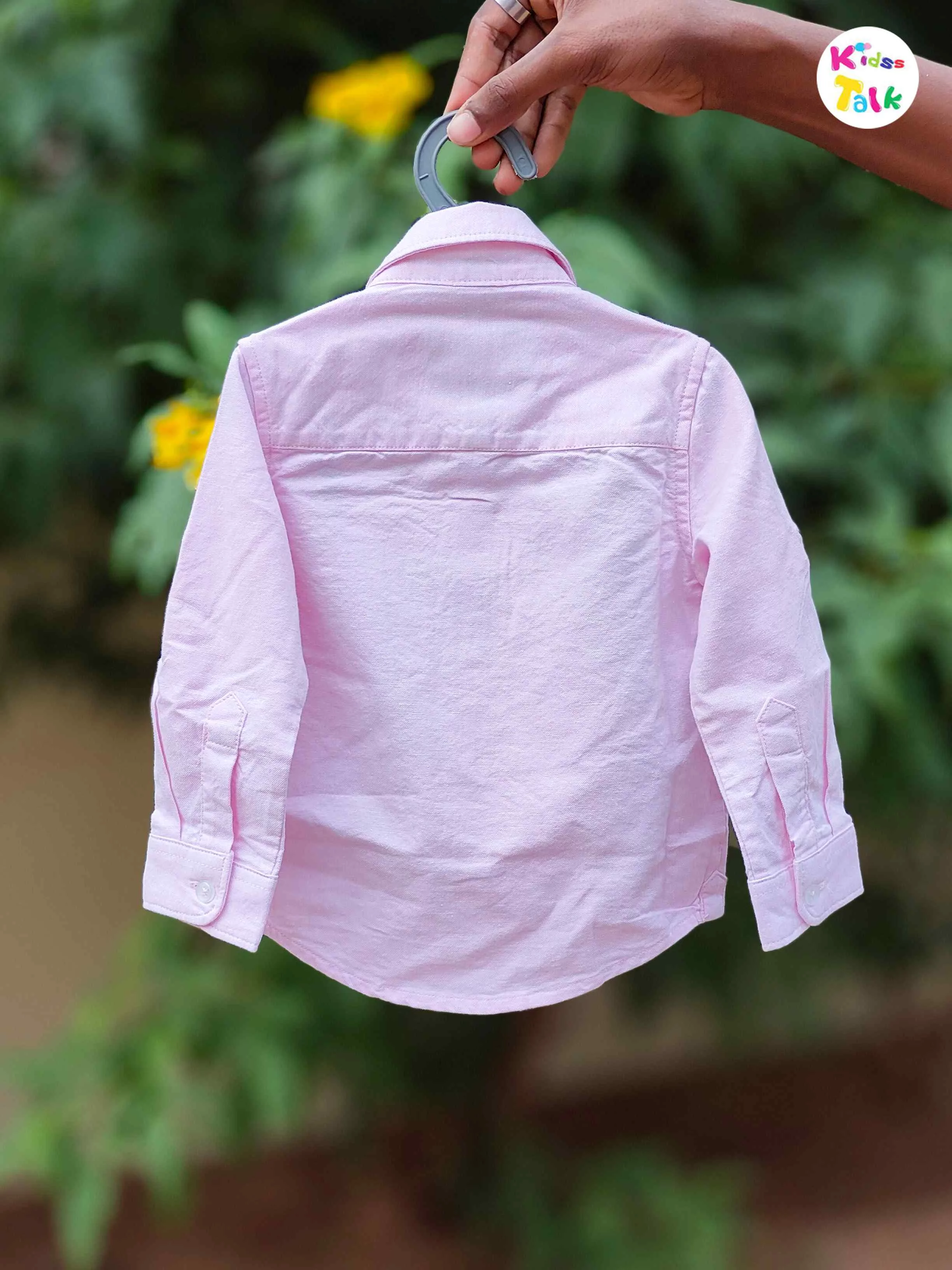 Cotton Solid Regular Fit Full Sleeve Shirt - Baby Pink