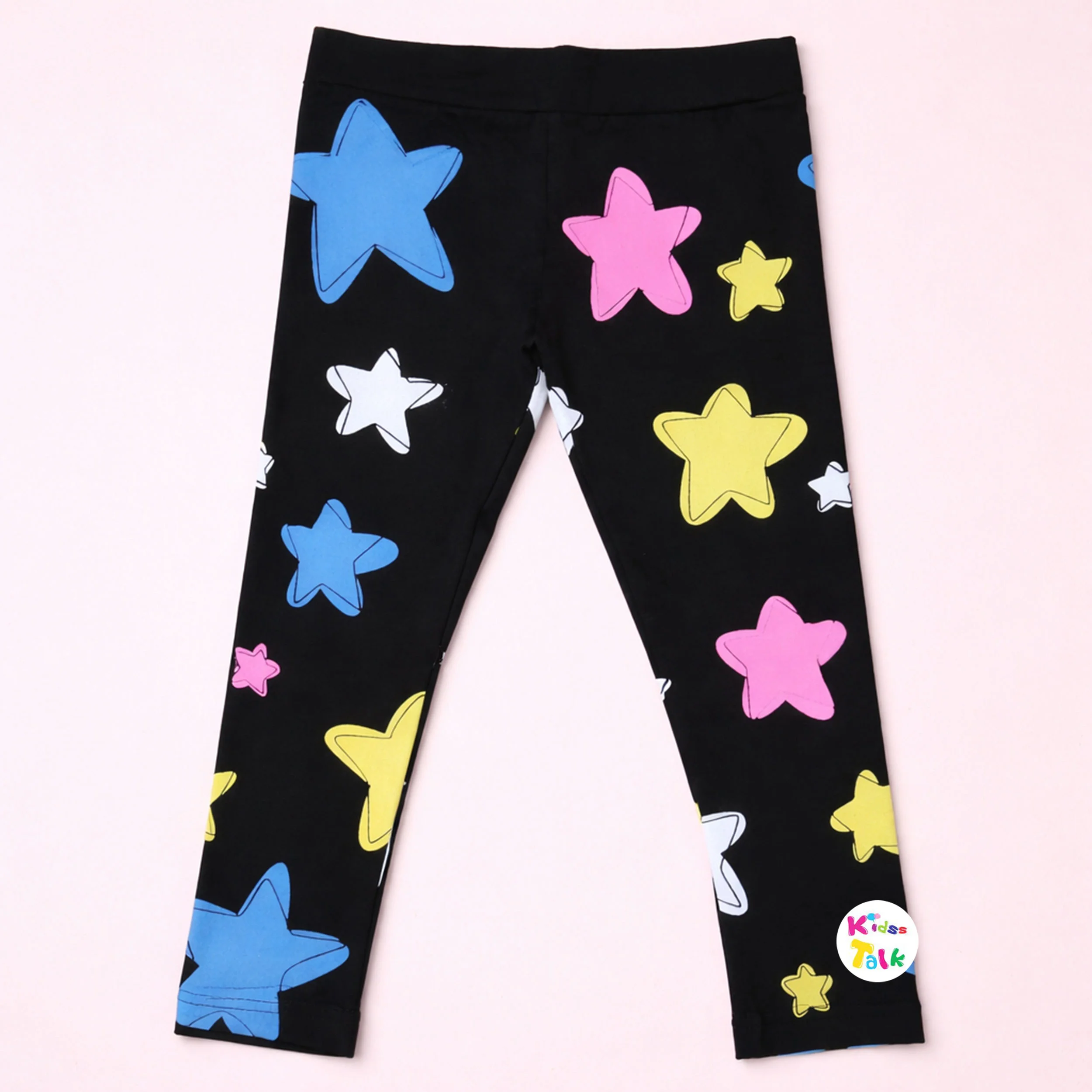 Cotton Knitted Cute Printed Full Length Leggings - Black