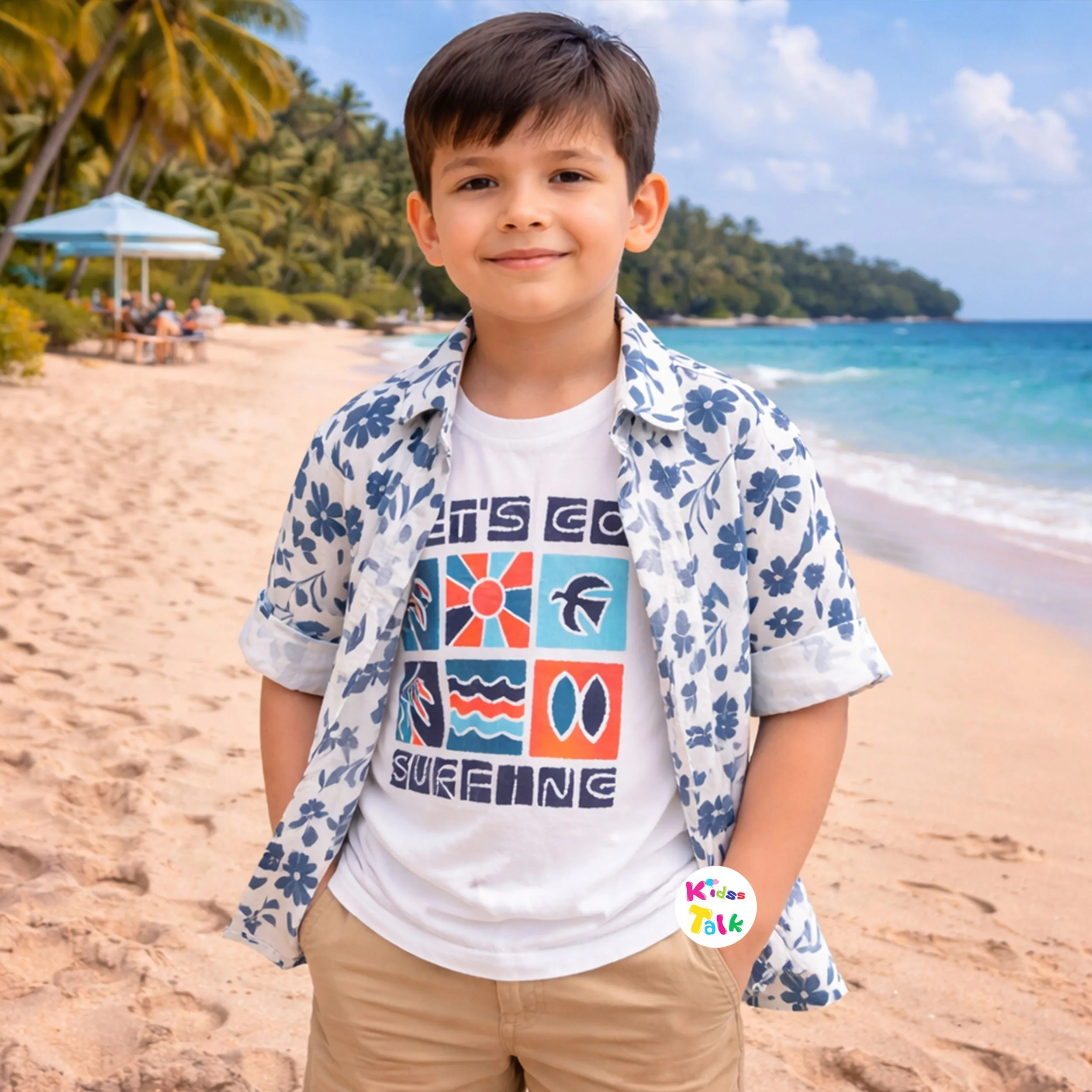 Cotton Full Sleeve Floral Printed Jacket - Blue