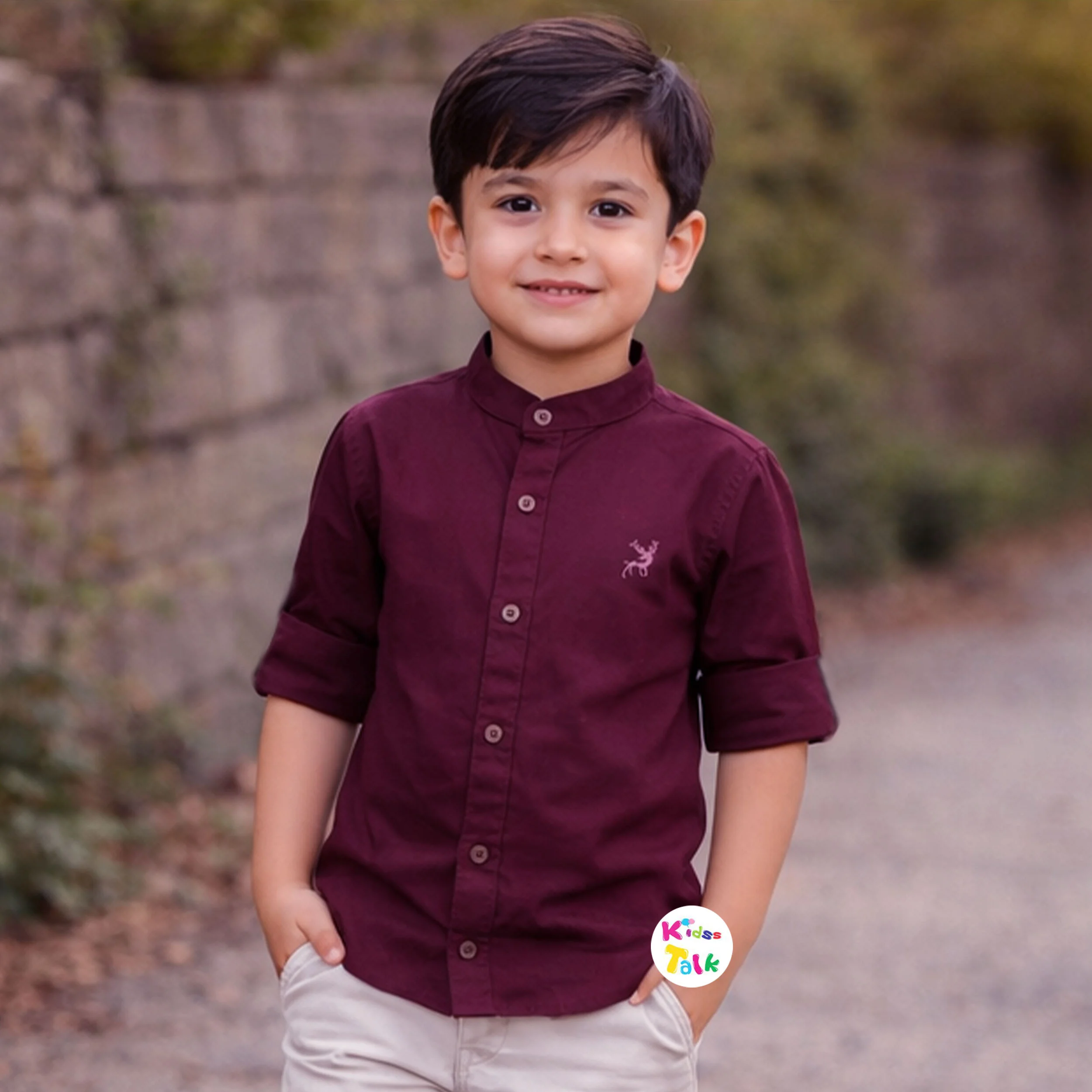 Cotton Half Sleeve Embroidered Shirt - Purple