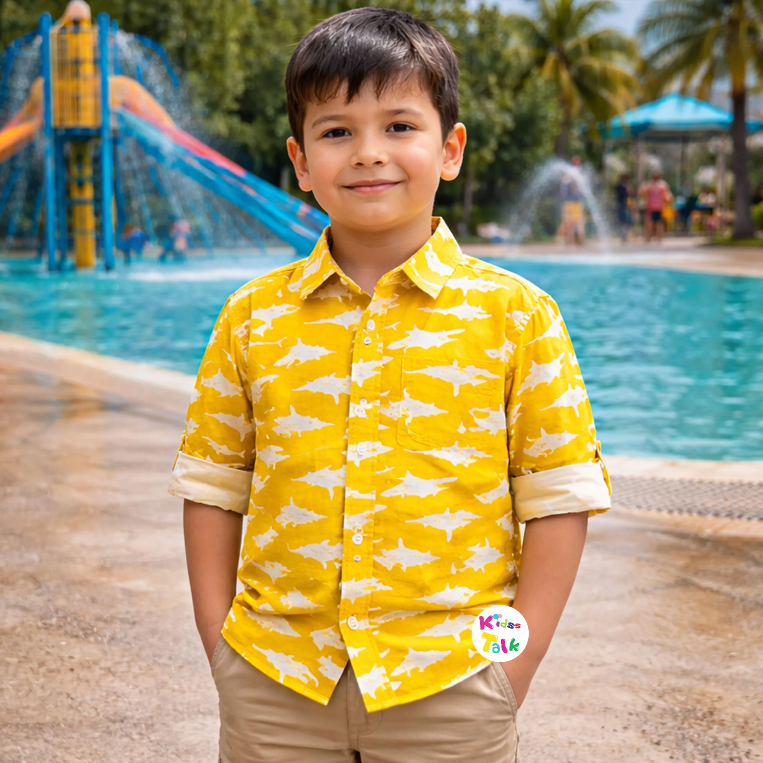 Cotton Full Sleeve Cute Printed Shirt - Mustard