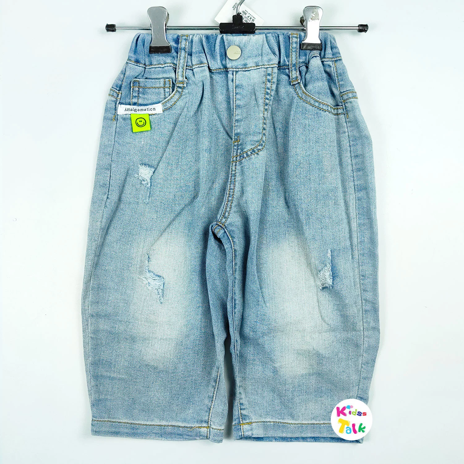 Stretchable Denim 3/4 Pant-ice Blue
