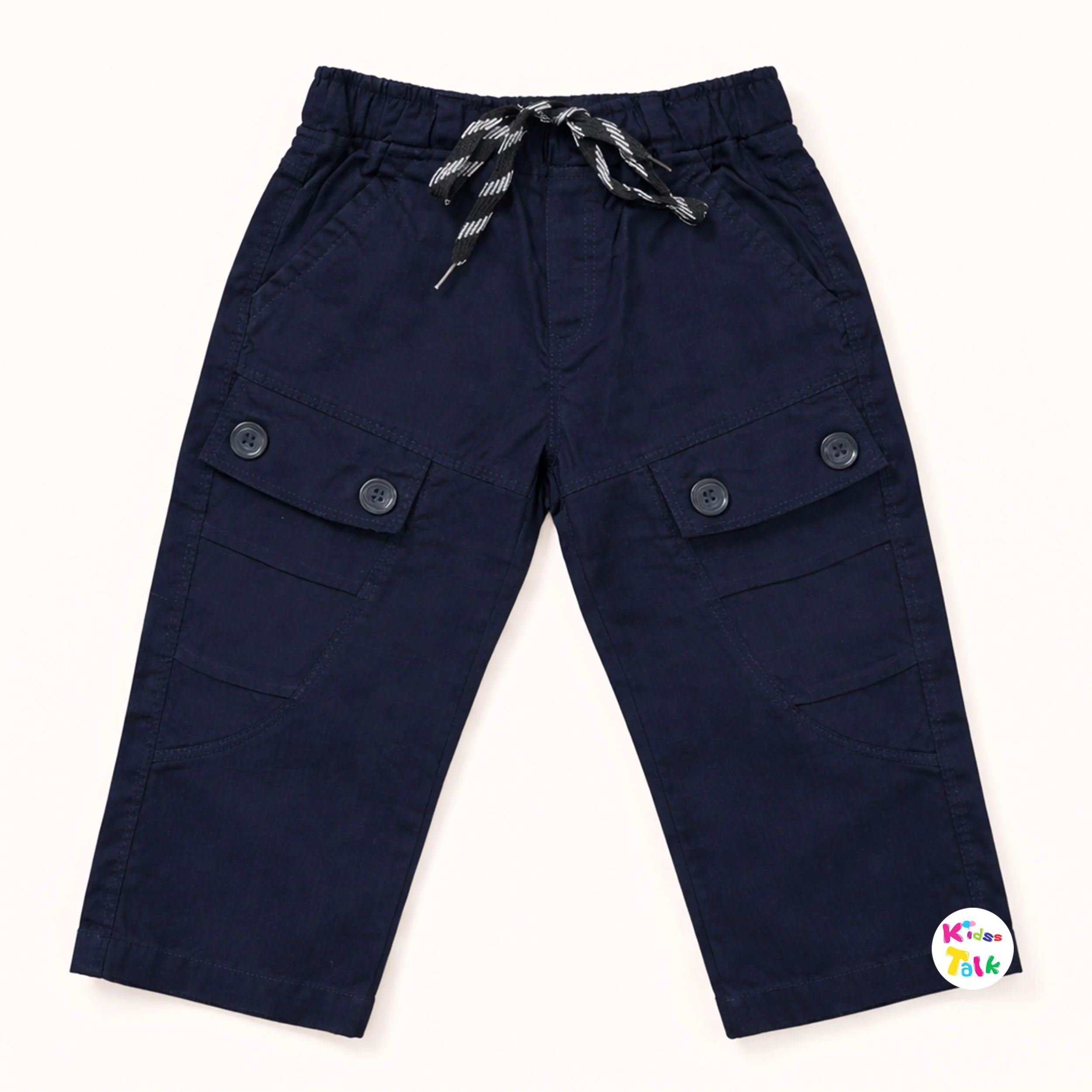 Cotton Linen Regular Fit Full Pant- Navy Blue