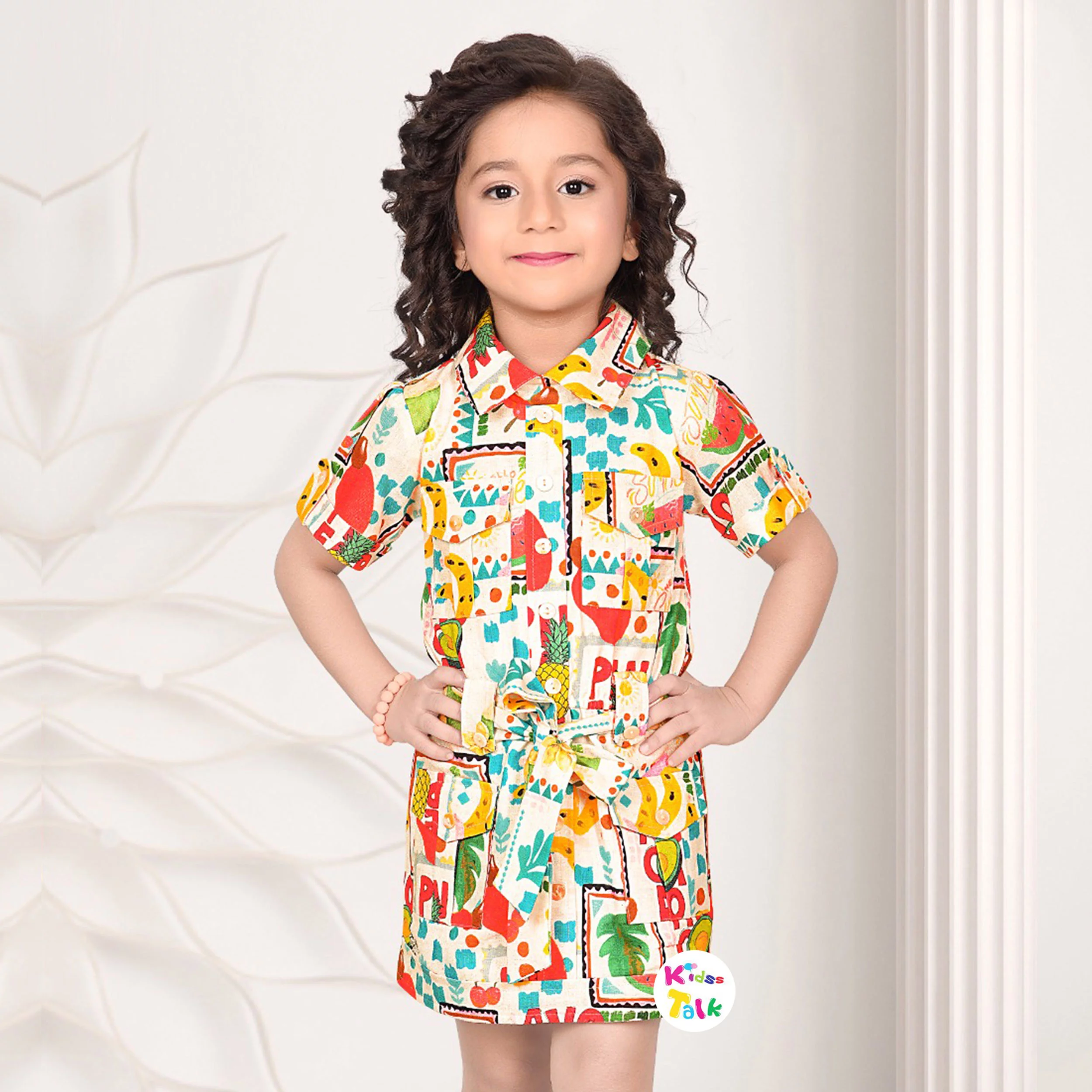 Cotton Half Sleeve Frock - Lemom Yellow