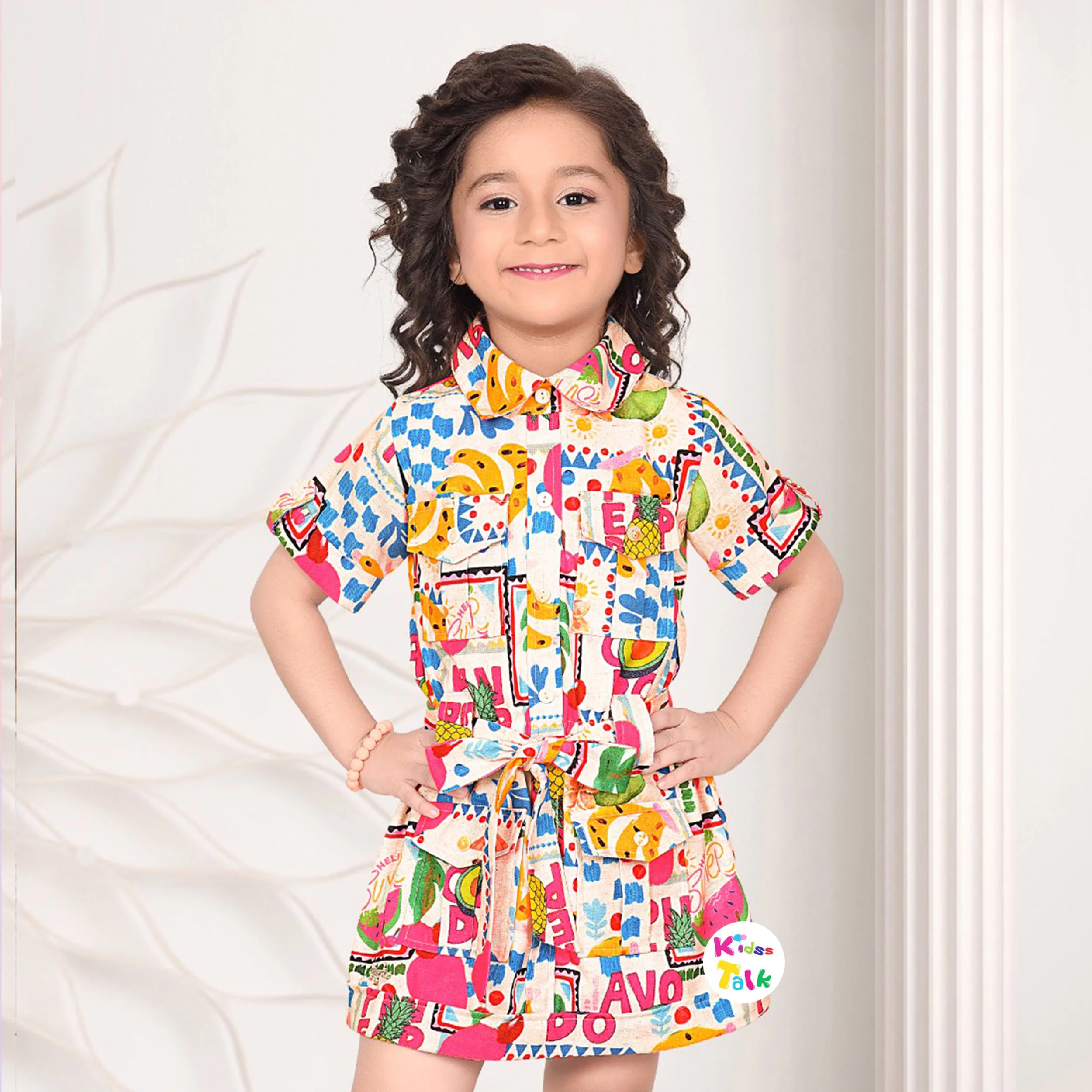 Cotton Half Sleeve Frock - Pink