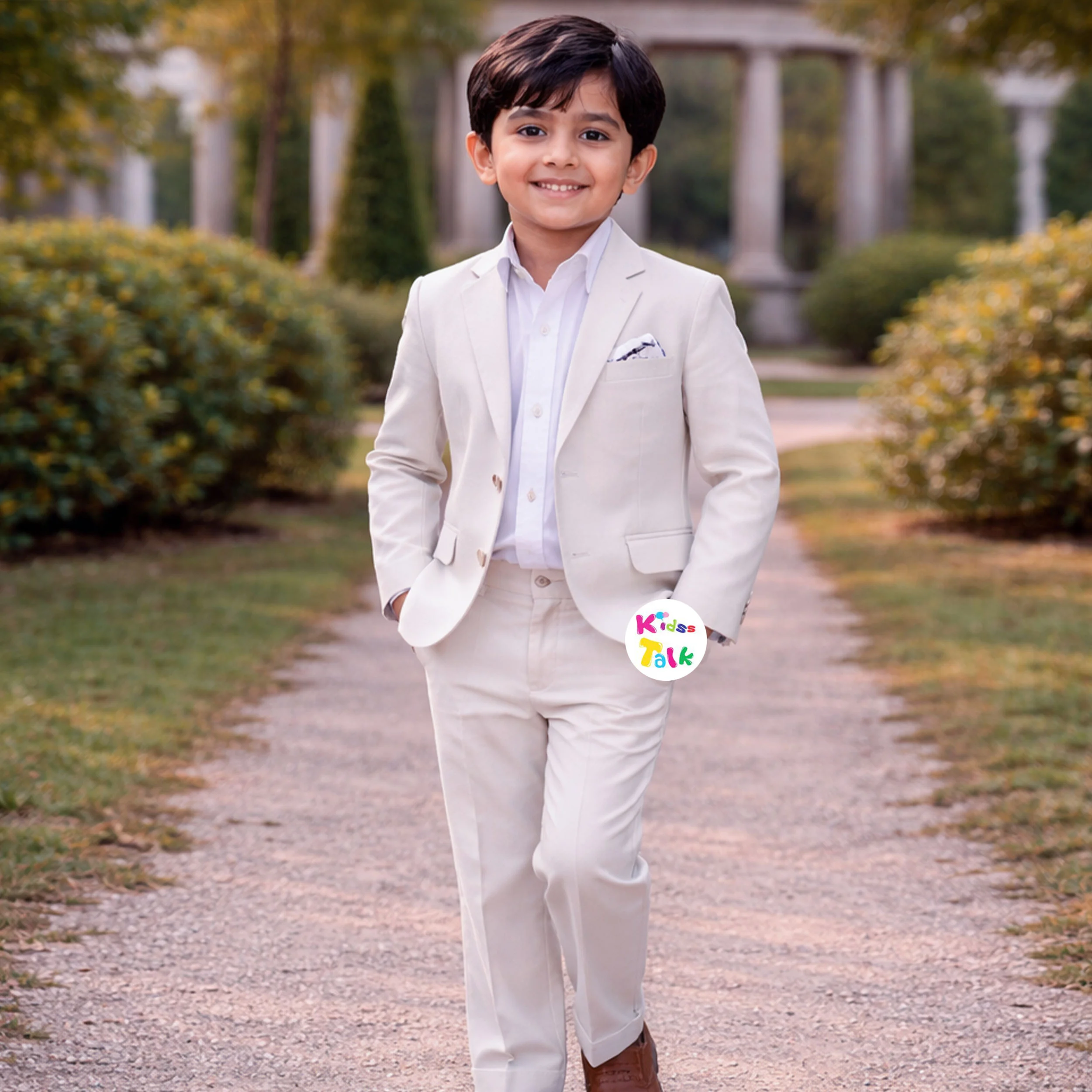 Royal Velvet Full Sleeve Coat With Shirt And Pant - Cream