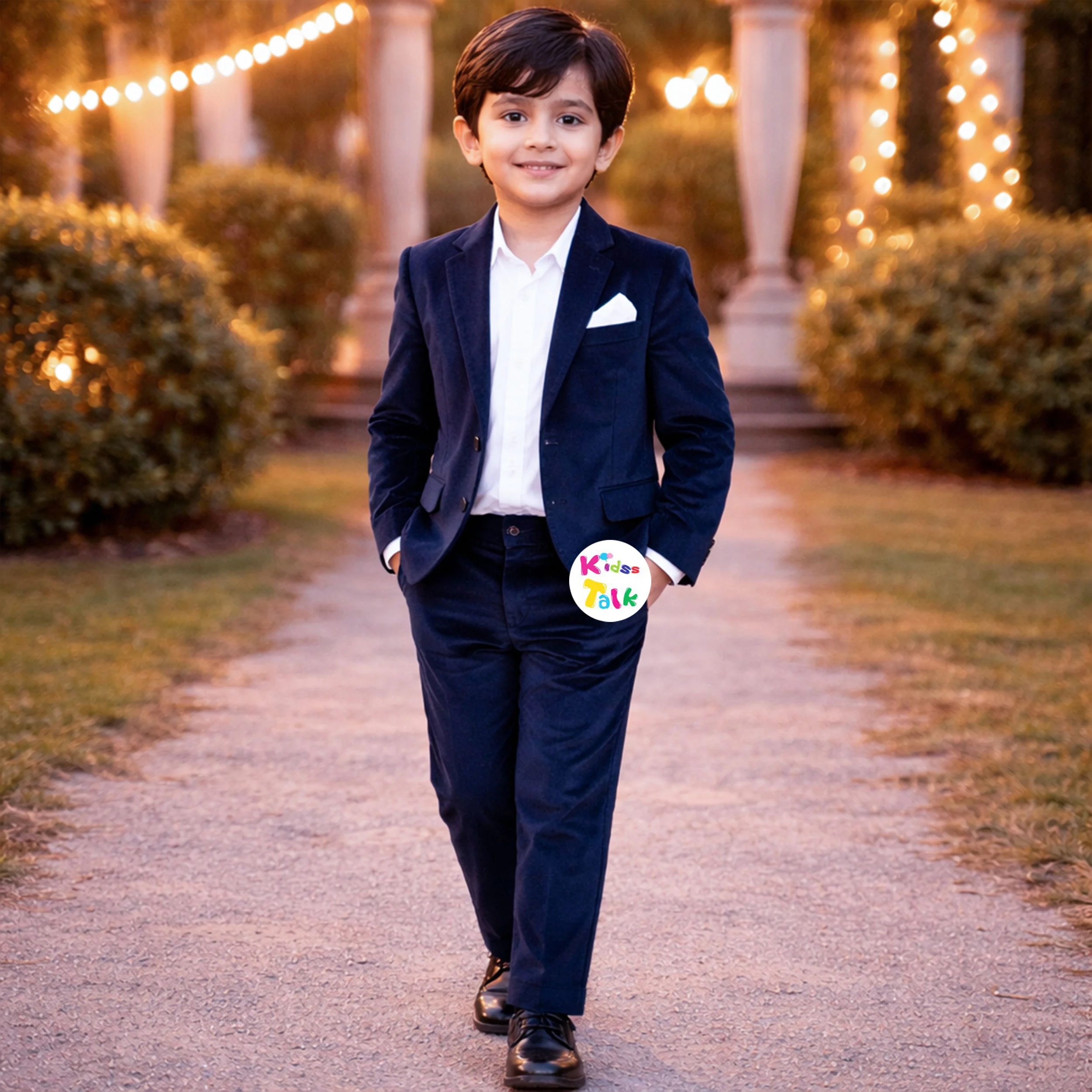 Royal Velvet Full Sleeve Coat With Shirt And Pant - Navy Blue