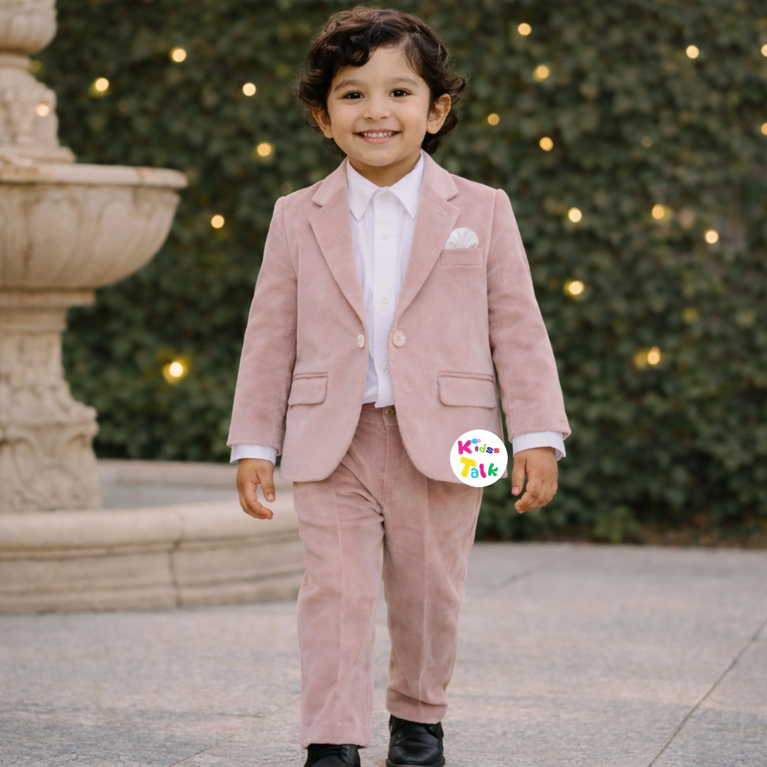 Royal Velvet Full Sleeve Coat With Shirt And Pant - Pink