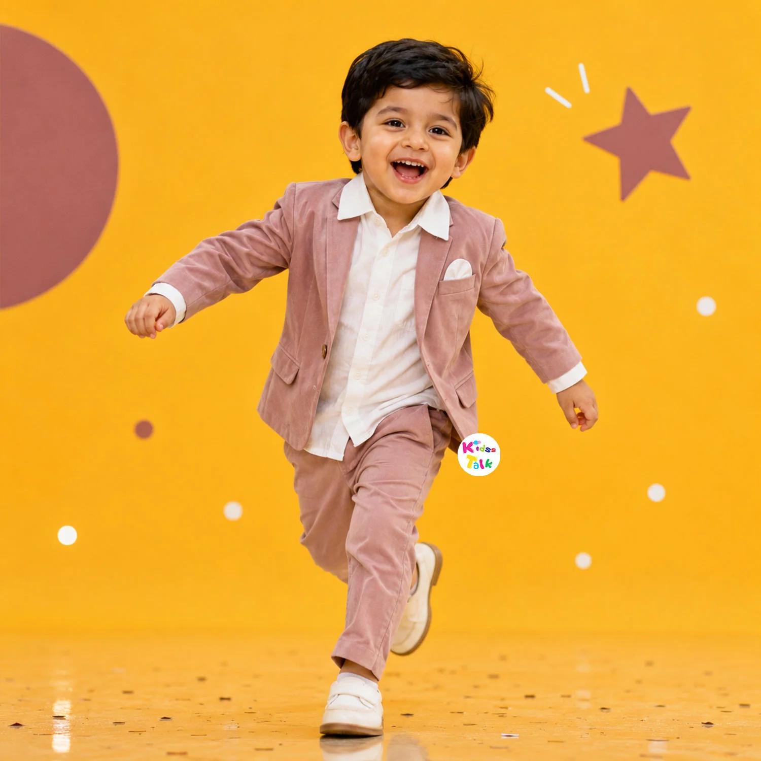 Royal Velvet Full Sleeve Coat With Shirt And Pant - Baby Pink