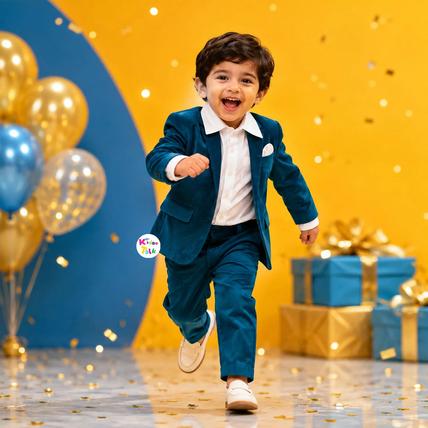 Royal Velvet Full Sleeve Coat With Shirt And Pant - Blue
