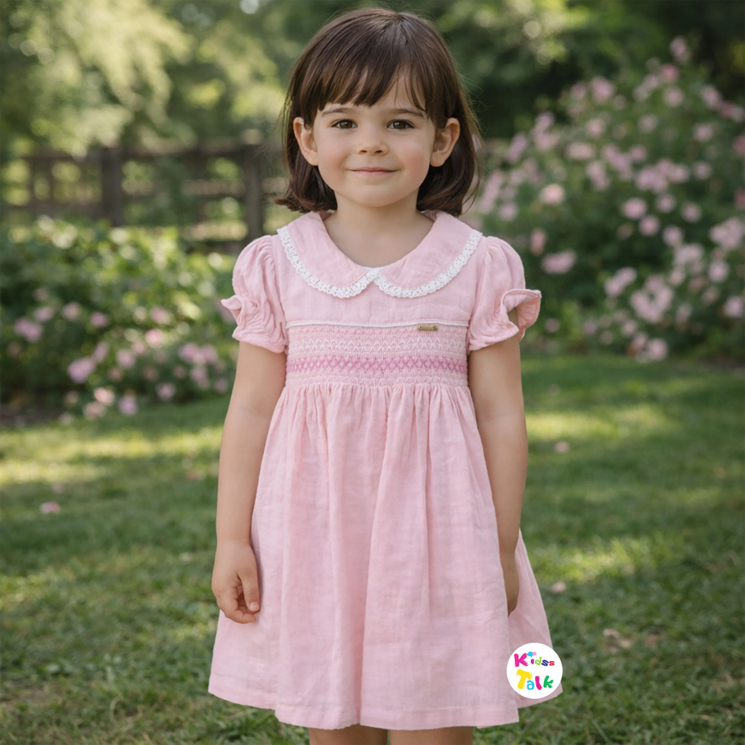 Soft Muslin Half Sleeve Frock - Baby Pink