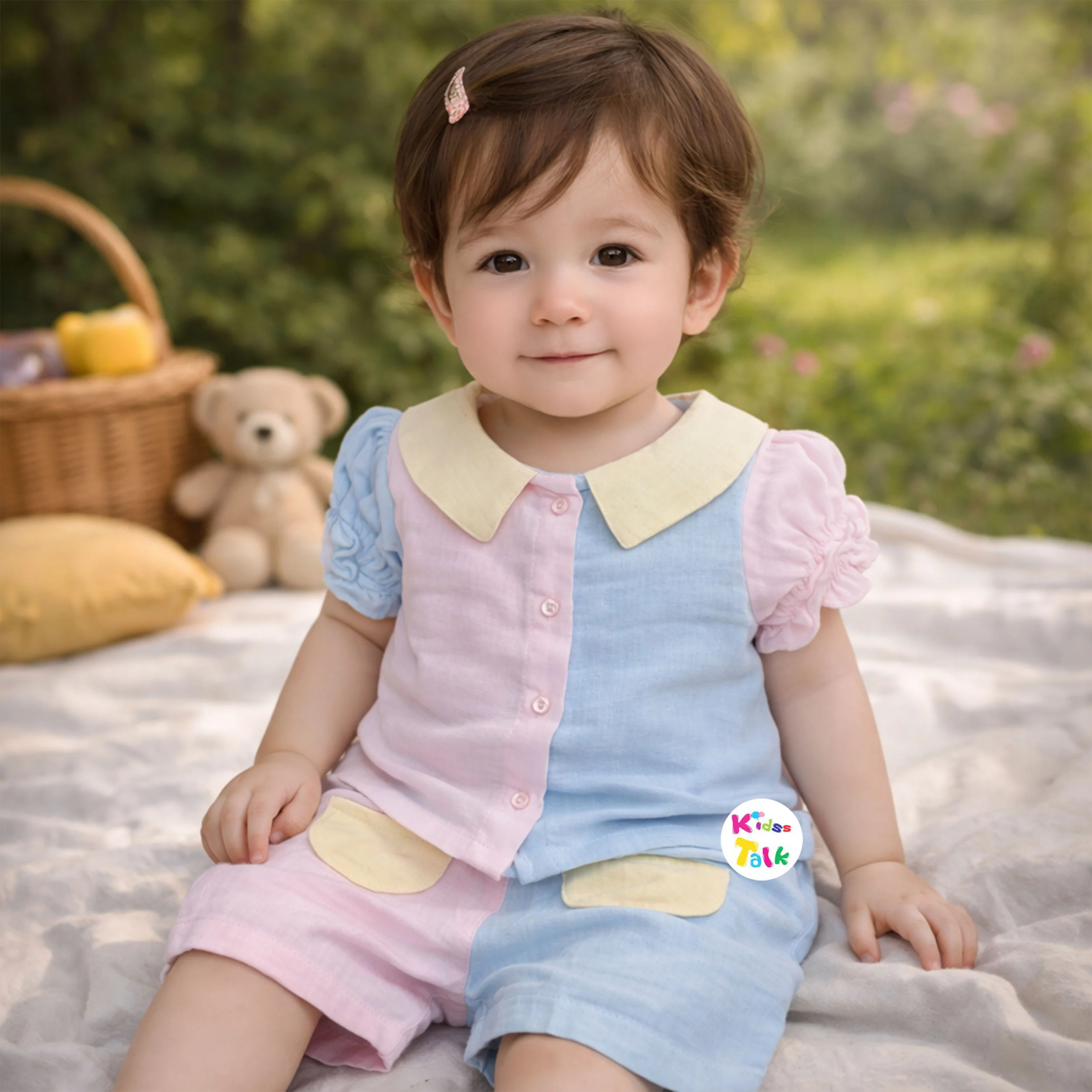 Muslin Half Sleeve Half Pant Set - Multicolour