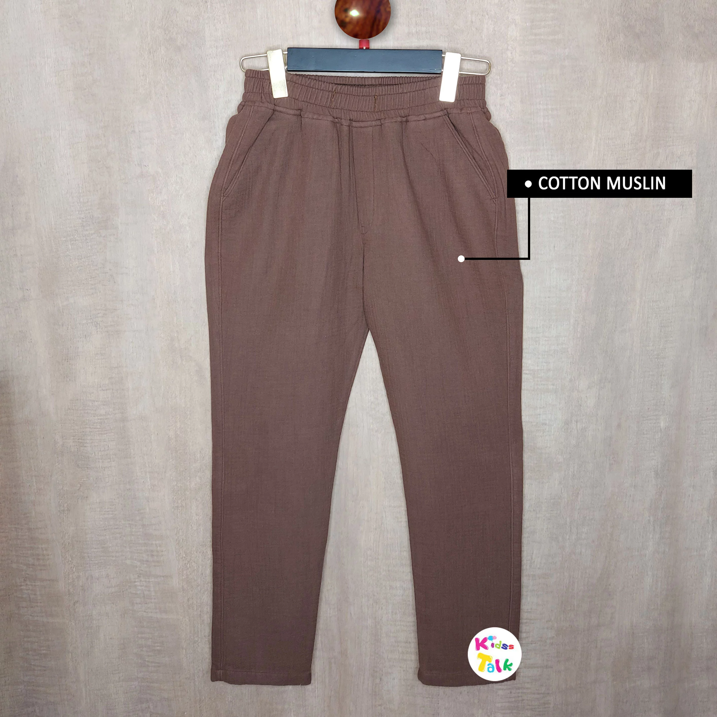 Soft Muslin Full Length Pant - Brown