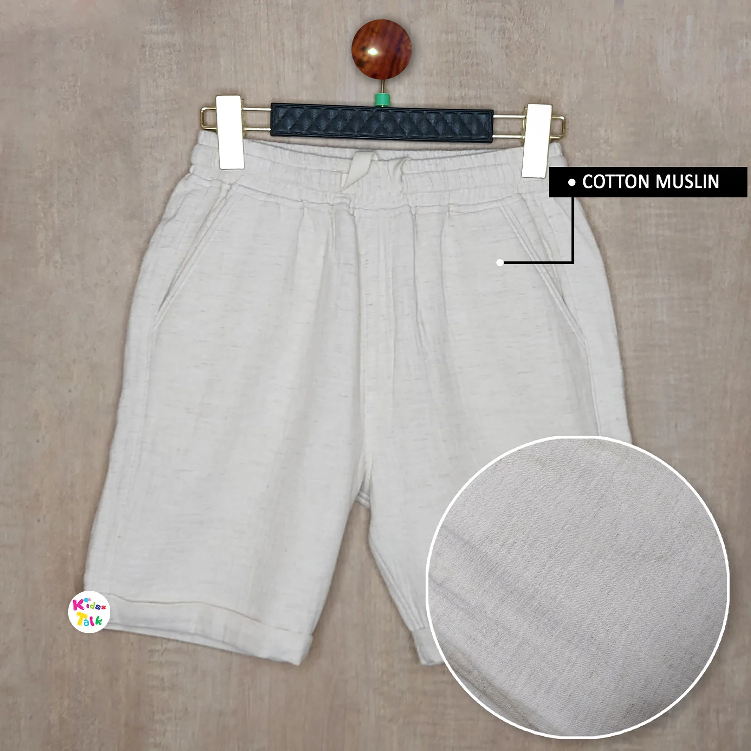 Muslin Half Sleeve Half Pant - White