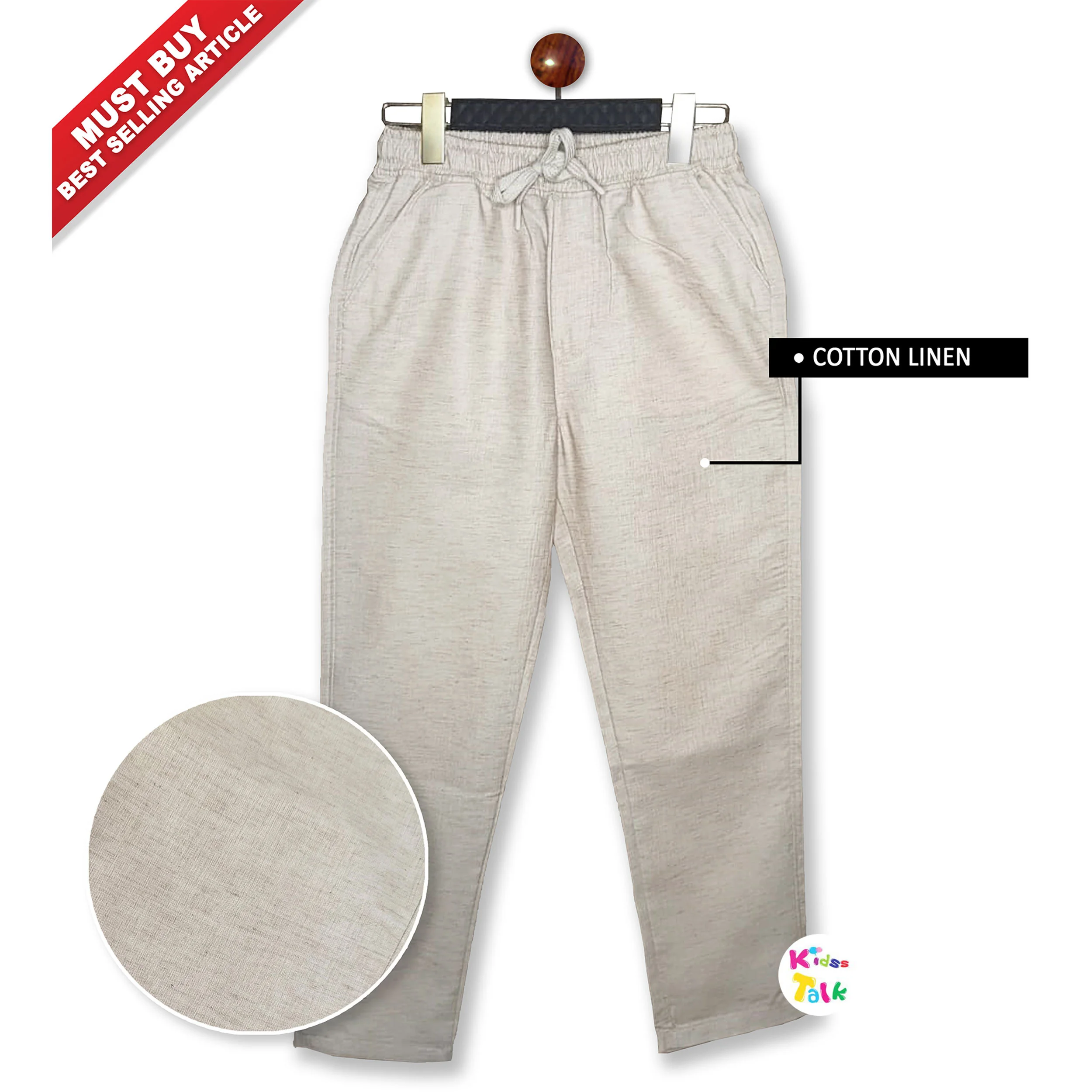 Soft Linen Full Length Pant - Beige