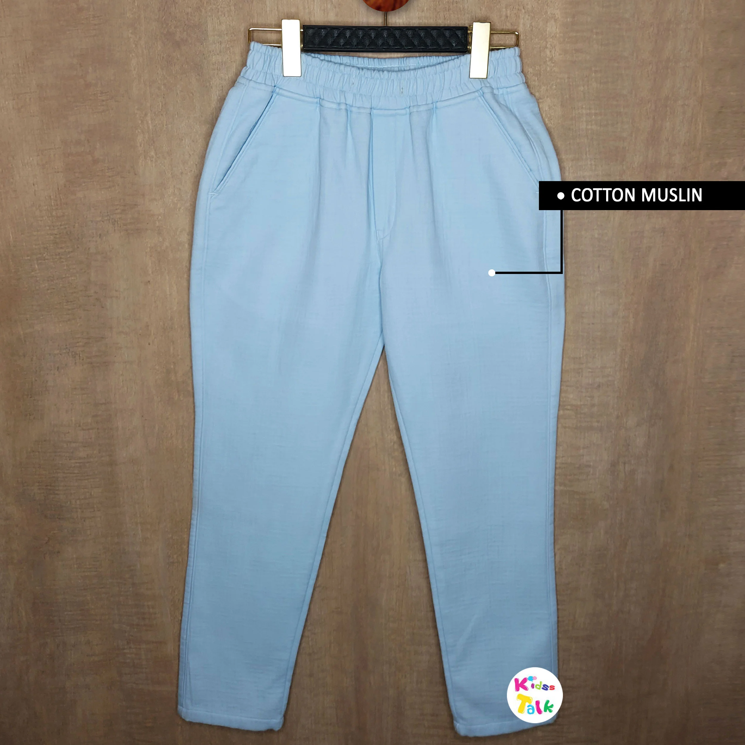 Soft Muslin Full Length Pant - Ice Blue