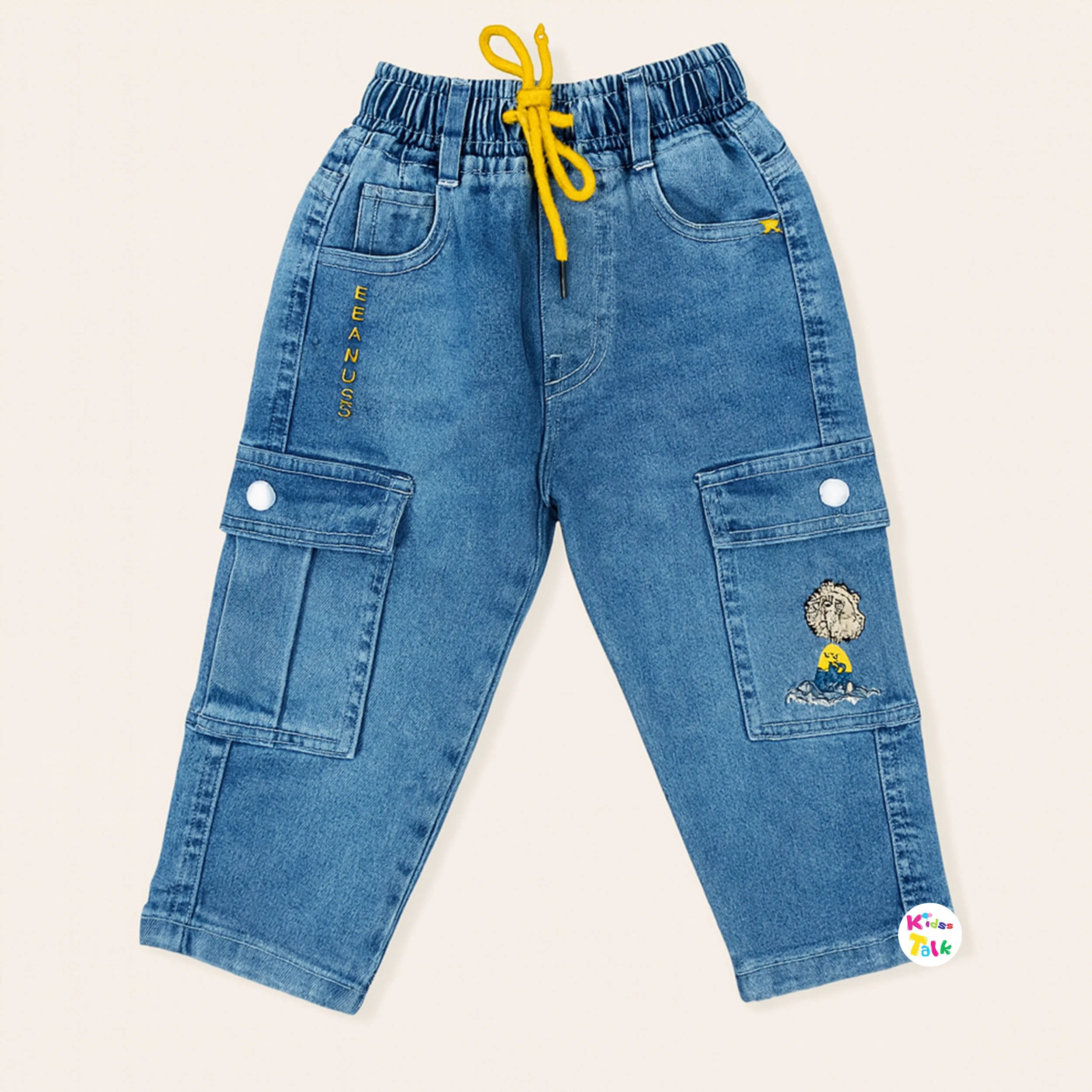 Denim Cargo Full Length Pant - Ice Blue