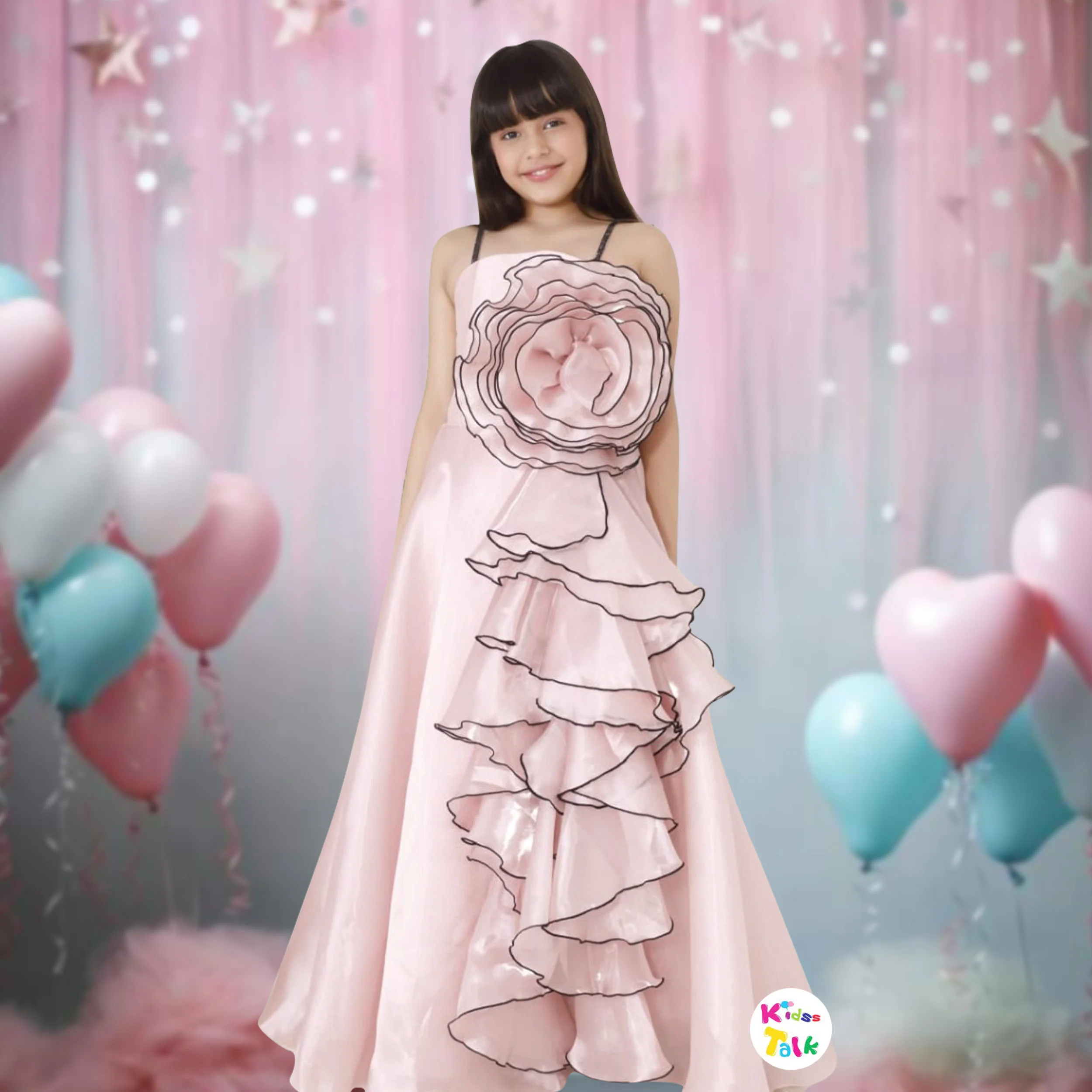 Shimmer Sleeveless Fluffy Party Gown